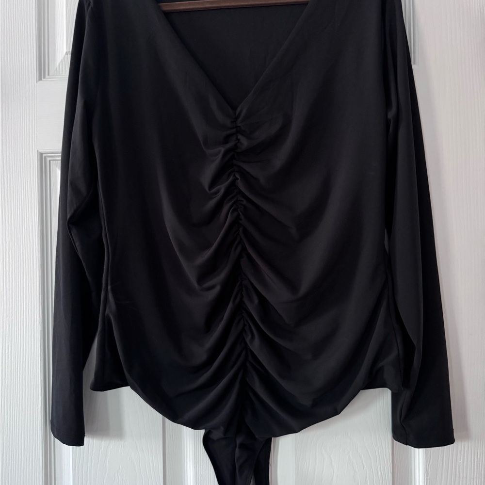 Abercrombie & Fitch Black Ruched Bodysuit XXL